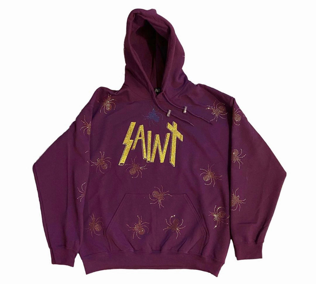 Plum Rhinestone All Over Arachnid Hoodie