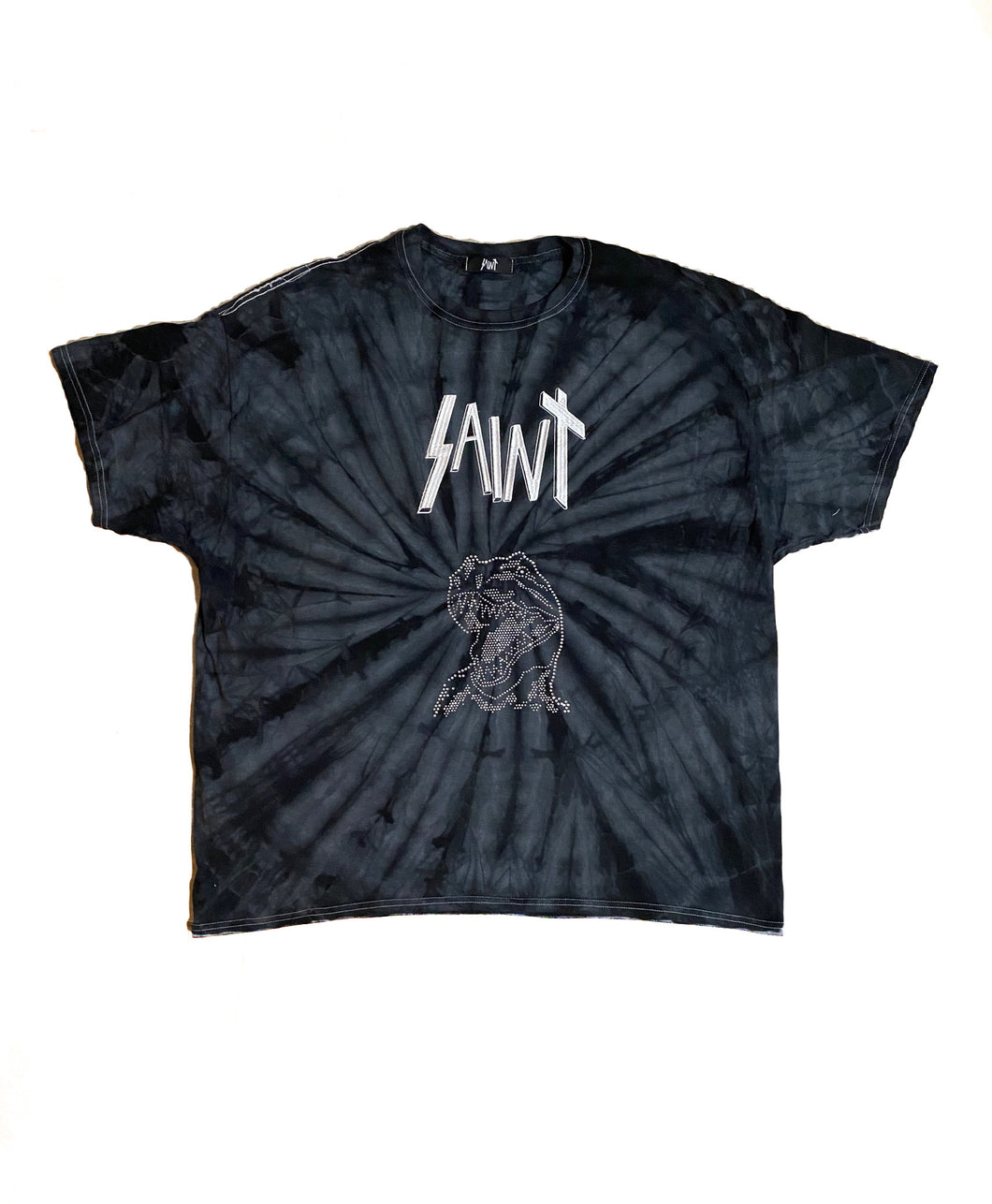 Faded Black Rhinestone T-Rex Tie-Dye Tee