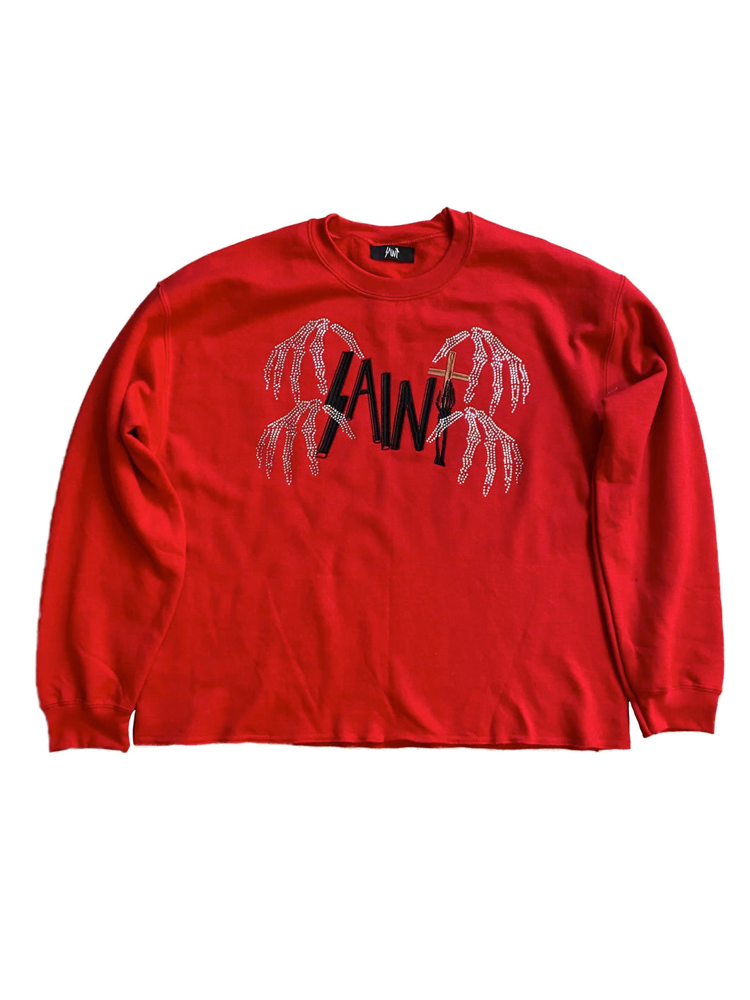 Oversized Red Rhinestone Underworld Crewneck