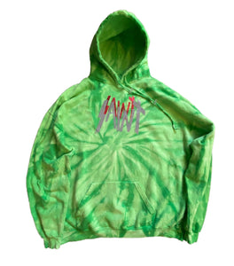 1/1 Lime Green Tie-Dye Double Logo Hoodie