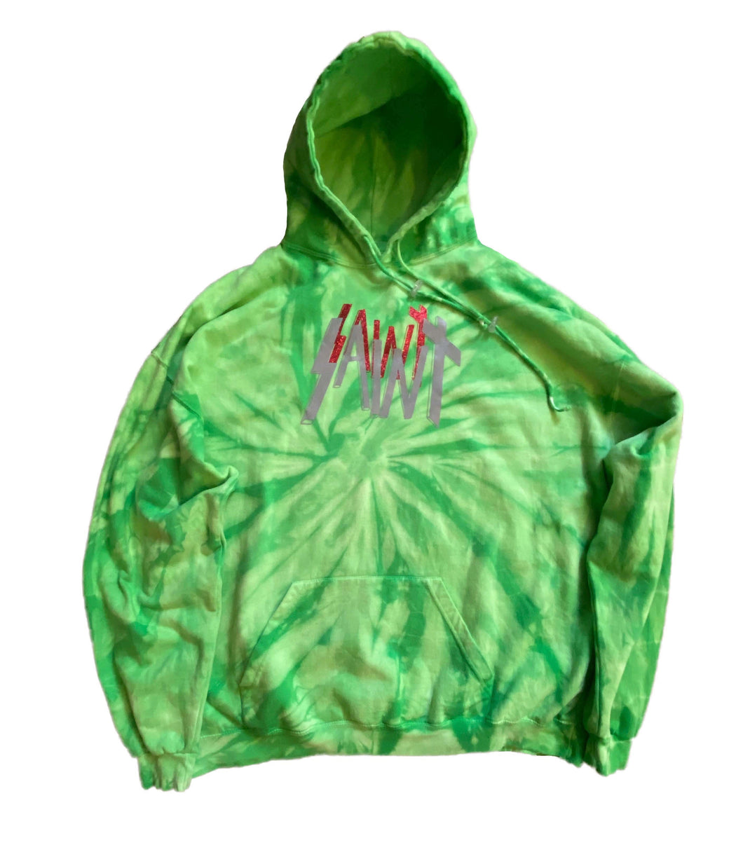 1/1 Lime Green Tie-Dye Double Logo Hoodie