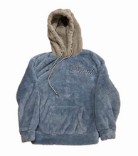 Load image into Gallery viewer, Iron Blue Sherpa Script Hoodie
