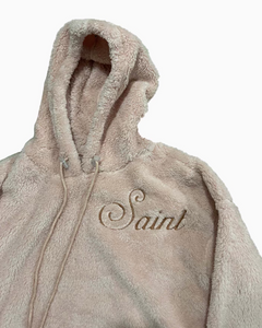 Baby Pink Sherpa Script Hoodie